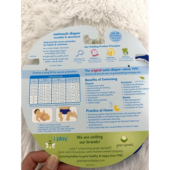 Green Sprouts Swimsuit Diaper Boys Size 12 Months Blue Reusable Beach Swim - Picture 4 of 7